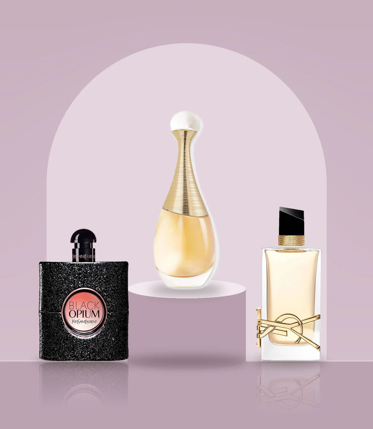 J’adore on a pedestal between Black Opium and Libre