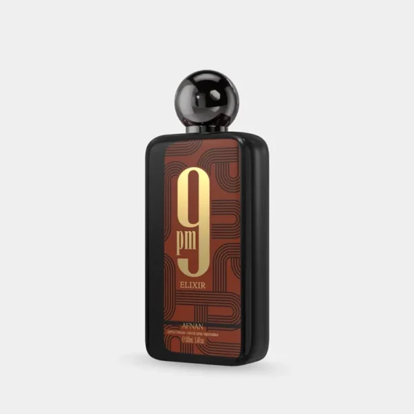 Afnan 9PM Elixir 100ml bottle on light grey