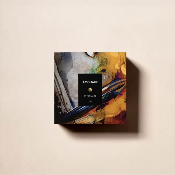 Amouage Interlude Man Eau De Parfum 100ml box with abstract artwork