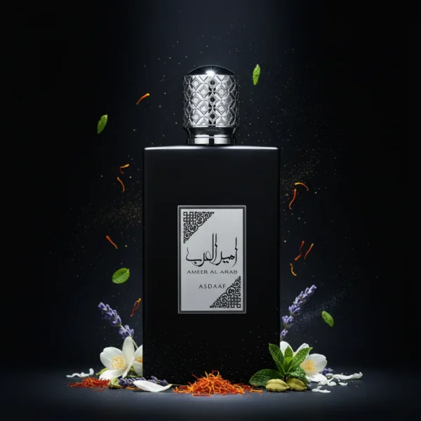 Asdaaf Ameer Al Arab Eau De Parfum 100ml bottle with saffron, lavender and jasmine