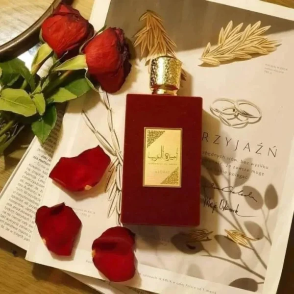 Asdaaf Ameerat Al Arab Eau De Parfum 100ml bottle with red roses