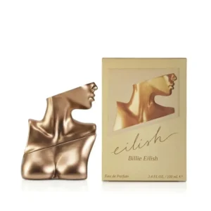 Billie Eilish Eilish Eau De Parfum 100ml gold bottle beside its box