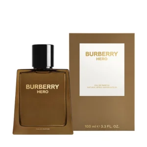 Burberry Hero Eau De Parfum 100ml bottle beside its box