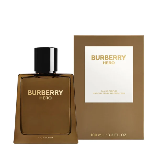 Burberry Hero Eau De Parfum 100ml bottle beside its box