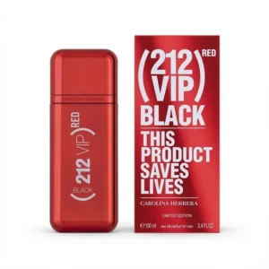Carolina Herrera 212 VIP Black Red Eau De Parfum 100ml red bottle beside its box
