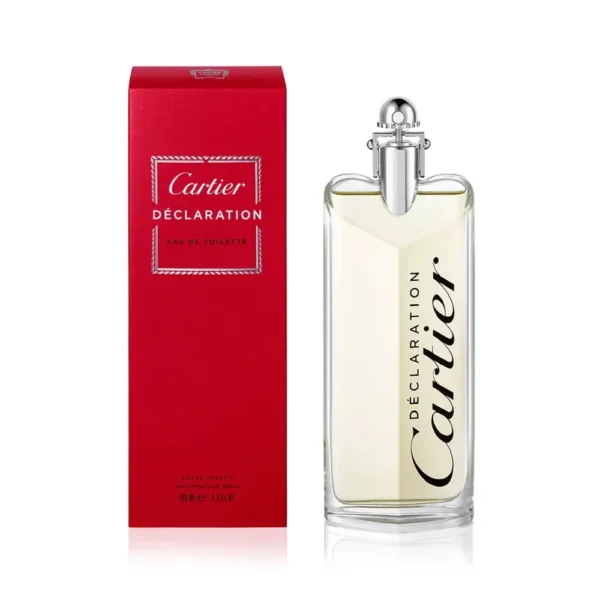 Cartier Declaration Eau De Toilette 100ml bottle beside its red box