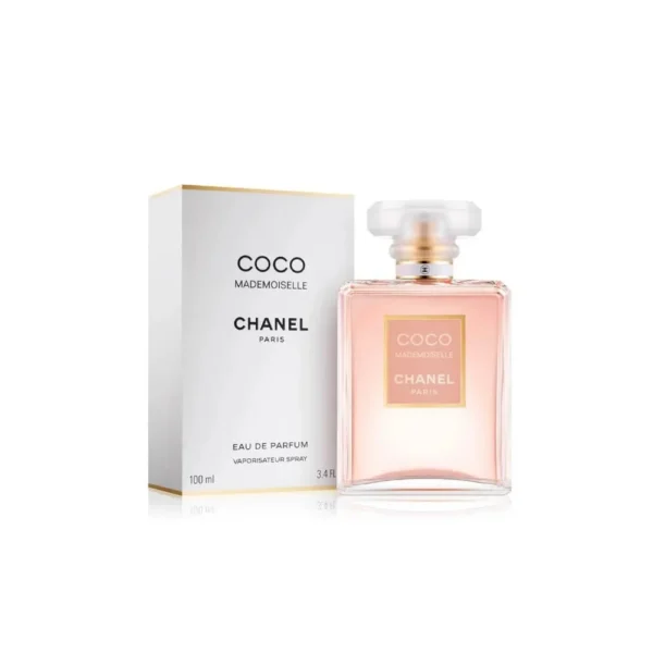 Chanel Coco Mademoiselle Eau De Parfum 100ml bottle beside its box