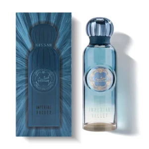 Gissah Imperial Valley Eau De Parfum 200ml bottle beside its blue box