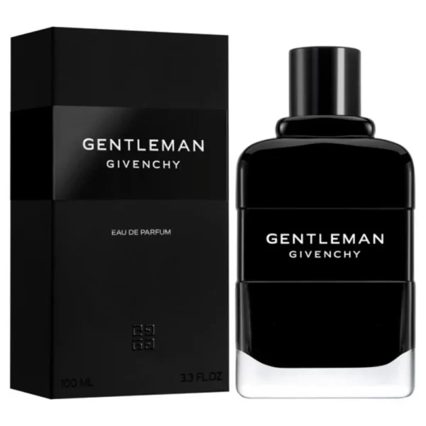 Givenchy Gentleman Eau De Parfum 100ml bottle beside its black box