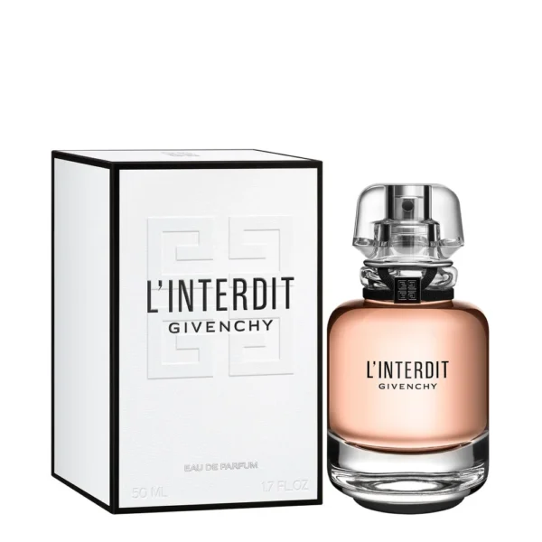 Givenchy L'Interdit Eau De Parfum 100ml bottle beside its box