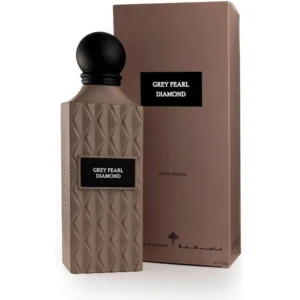 Ibraq Grey Pearl Diamond Eau De Parfum 150ml bottle beside its box