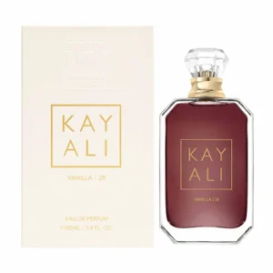 Kayali Vanilla | 28 Eau De Parfum 100ml bottle beside its box