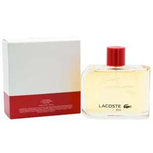 Lacoste Red Eau De Toilette 100ml bottle beside its box