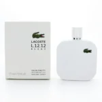 Lacoste White Eau De Toilette 100ml bottle beside its box