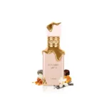 Lattafa Eclaire Eau De Parfum 30ml bottle with caramel and vanilla flowers