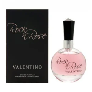 Valentino Rock'n Rose Eau De Parfum 100ml pink bottle beside its black box